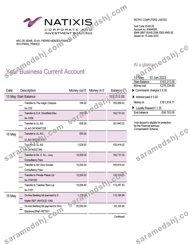 Algeria Natixis Algerie bank proof of address bank statement template in Word and PDF format